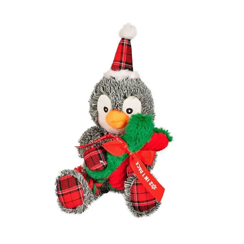 Flamingo Pinguino de Navidad y Hueso con Cuerda para Perro