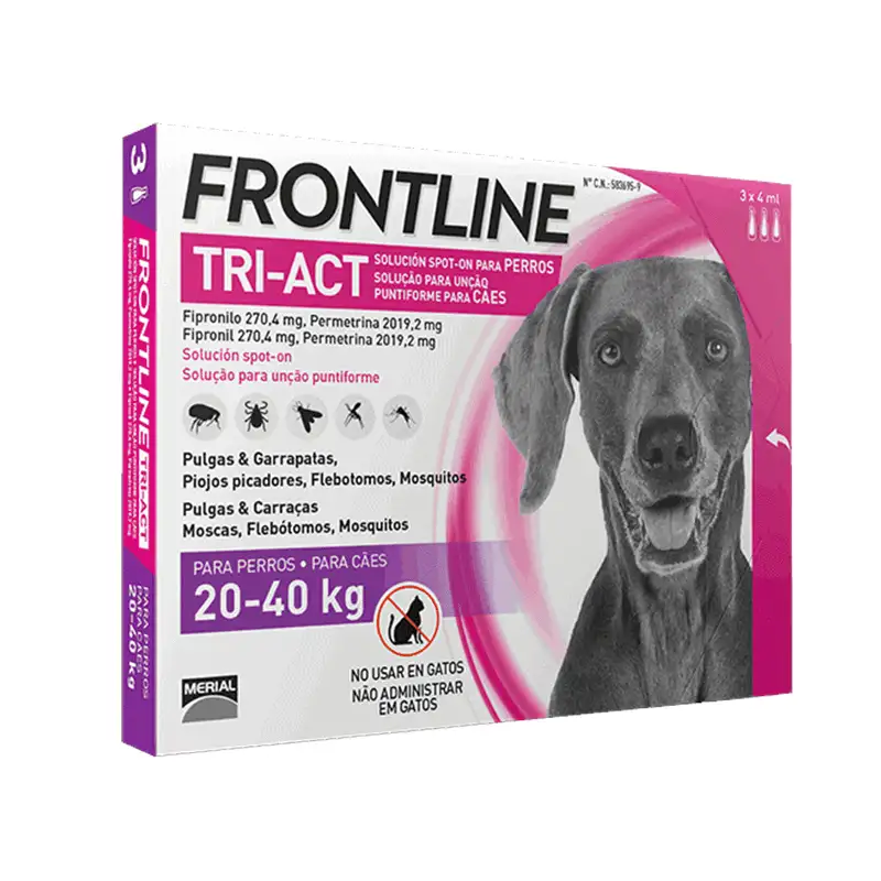 Pipetas antiparasitarias Frontline Tri-Act para perros grandes 20-40kg