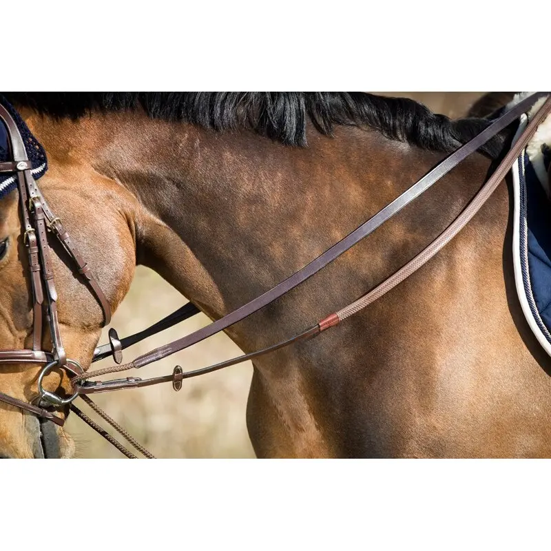 Riendas de equitación alemanas de cuero + cuerda