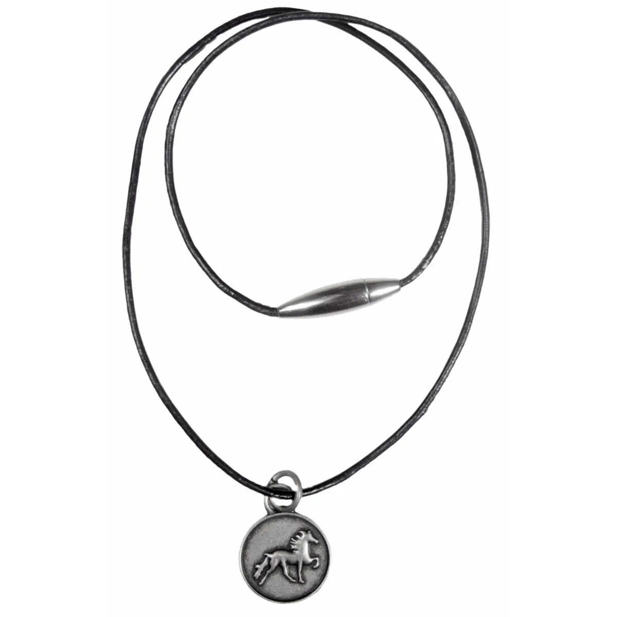 Collar de cuero con colgante de caballo