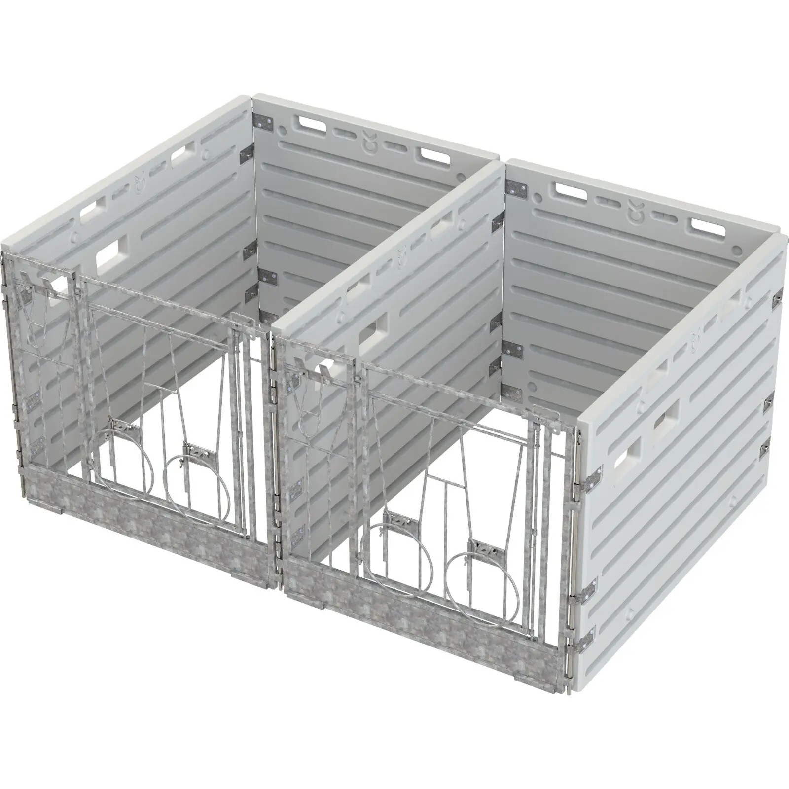Caja modular autoportante para terneros de doble bandeja
