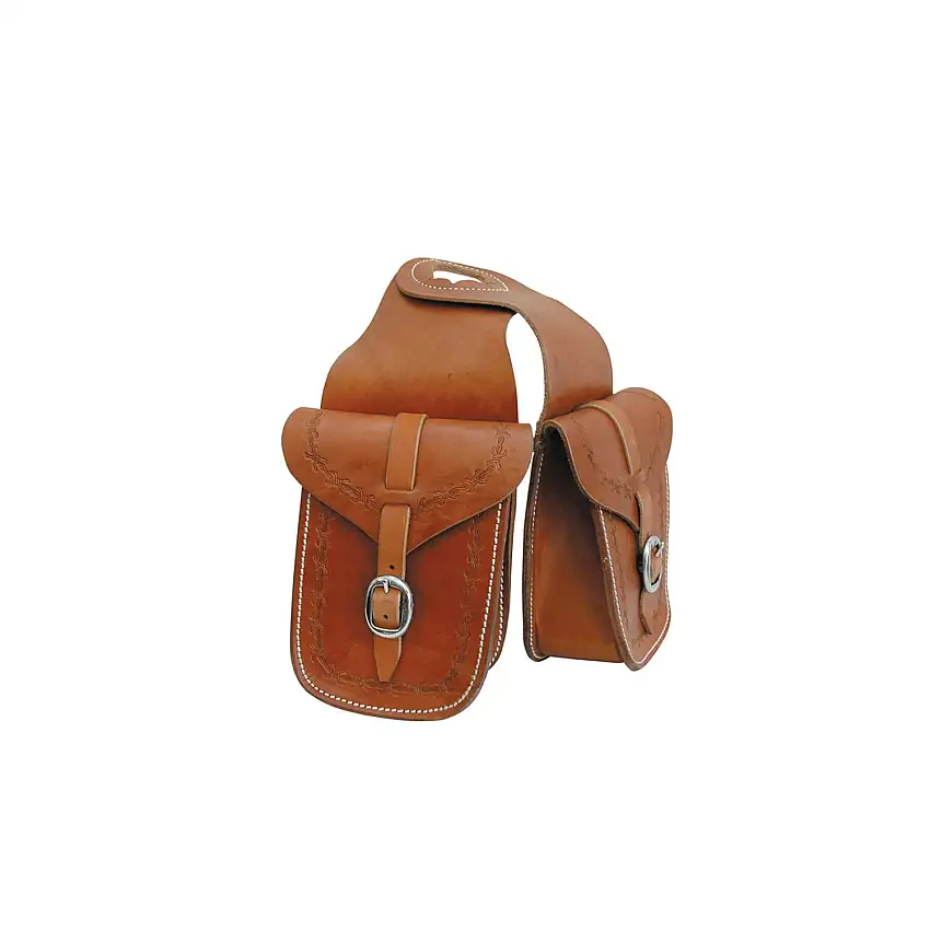 Silla de montar para caballo con borde de cuero