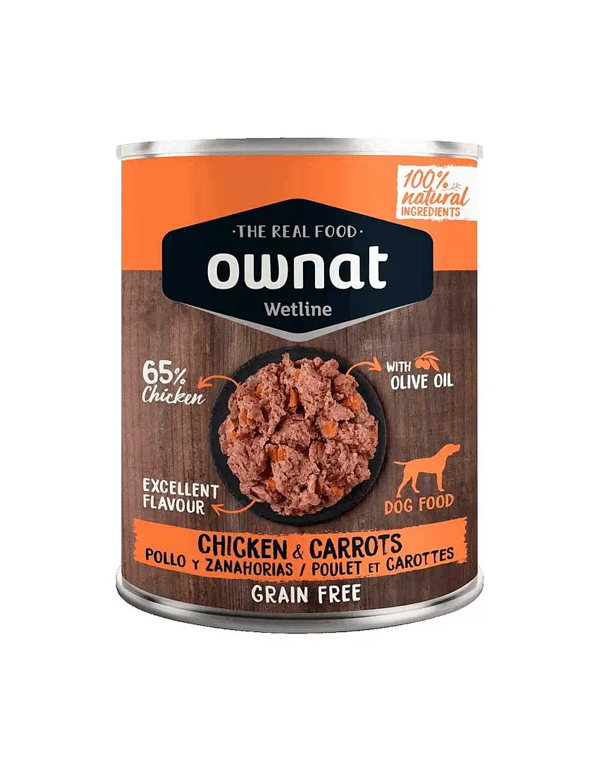 Lata para perro OWNAT Wetline pollo y zanahorias