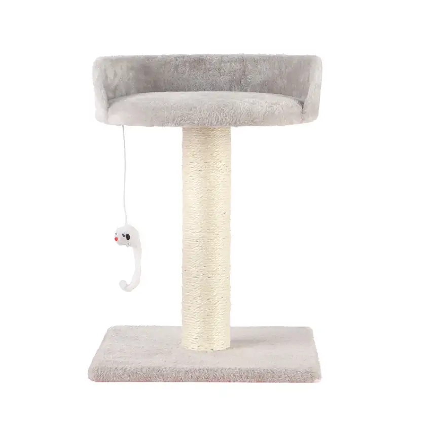 Leeby Tigrou rascador con cama y juguete gris para gatos