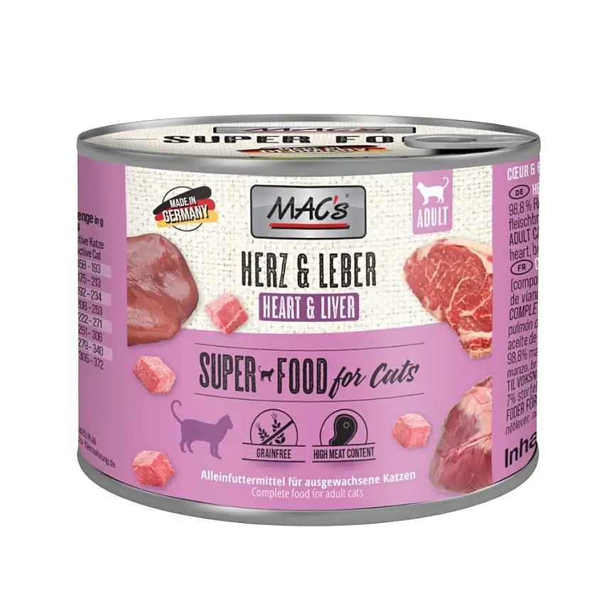 MAC´s Lata de Vacuno con Corazón e Hígado para Gato