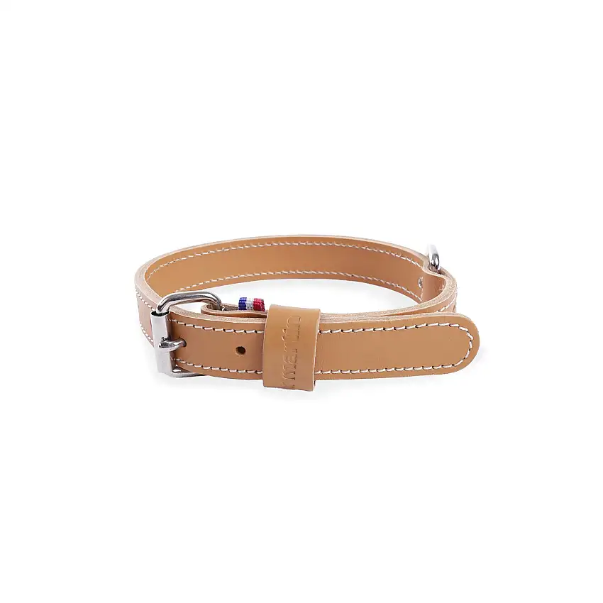 Collar de piel de vacuno de doble capa para perros 35/75
