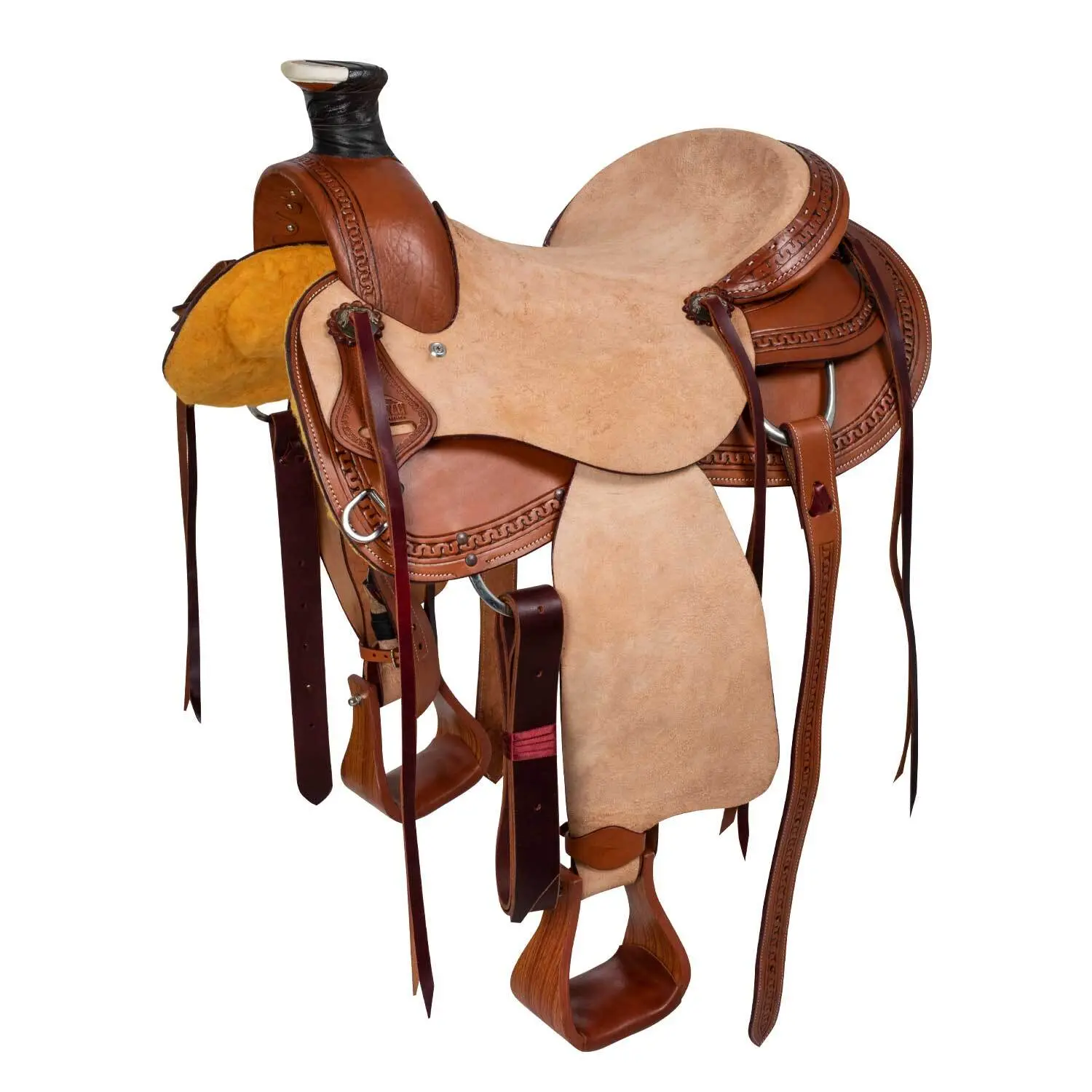 Silla de montar western para caballo de cuero suave