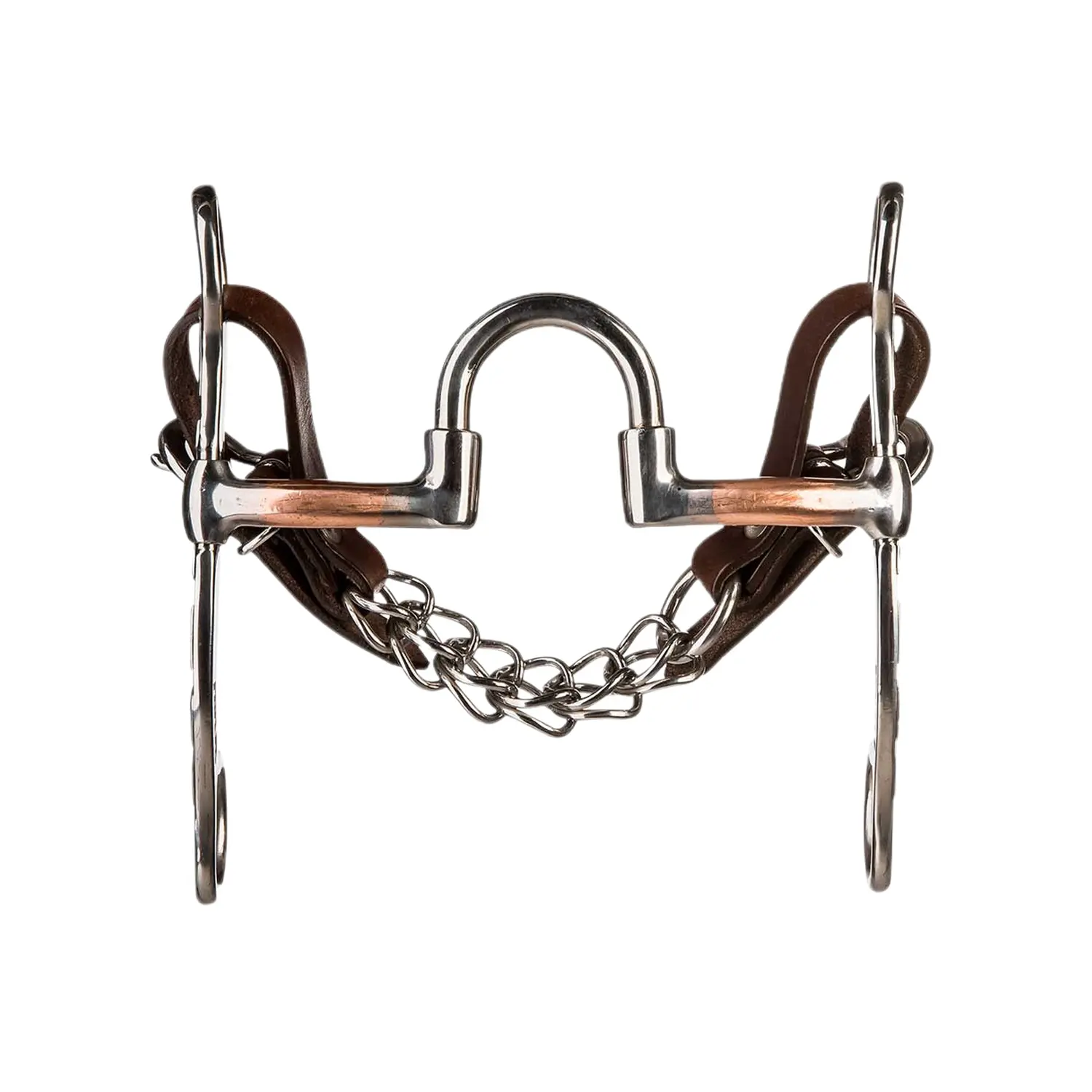 Mors western snaffle para caballo con barras recubiertas de cobre y ramas cortas grabadas BF