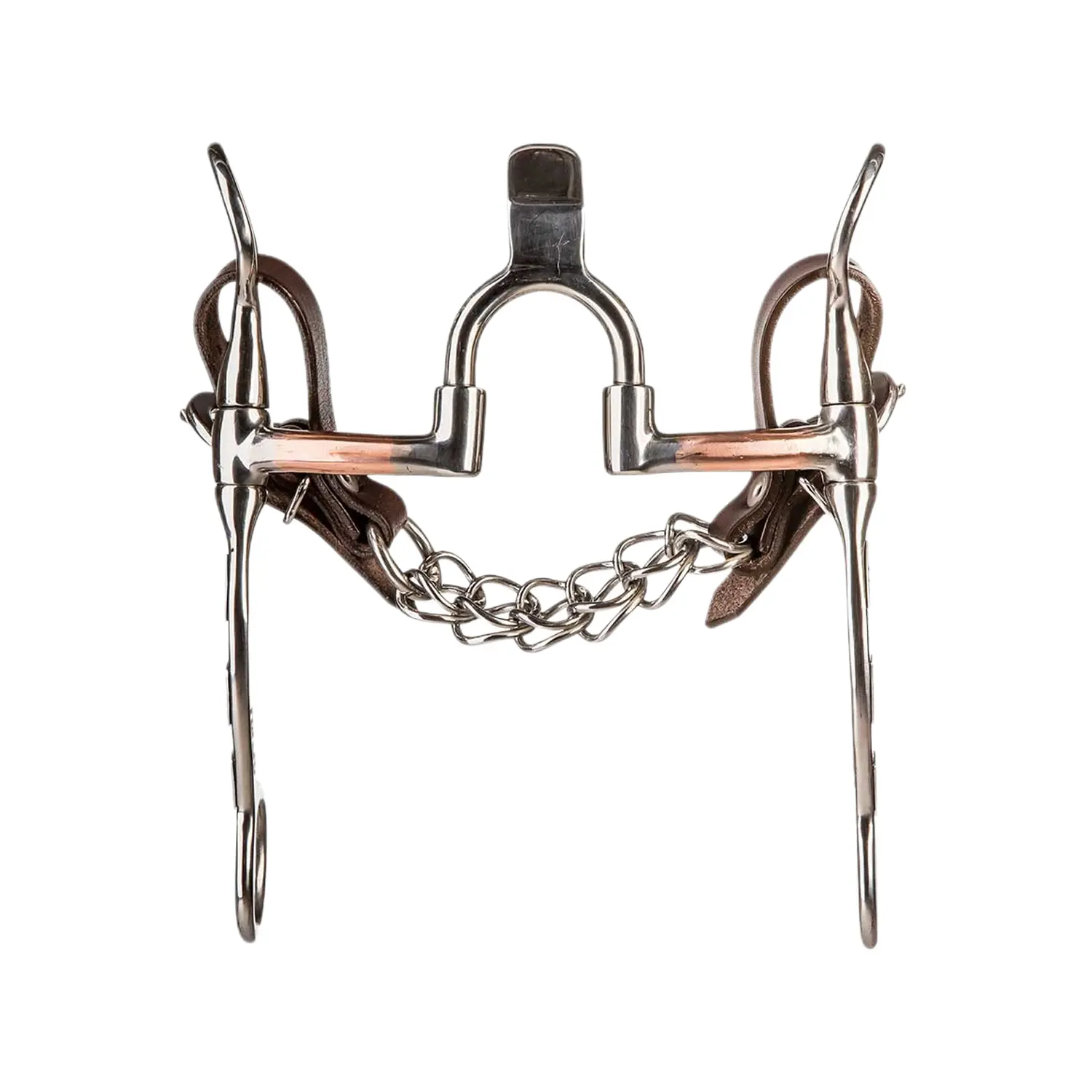 Mors western de filete para caballo con barras de cobre y aros medianos grabados BF