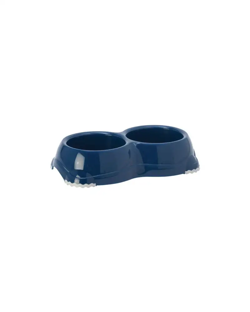 Moderna comedero perro doble antideslizante azul