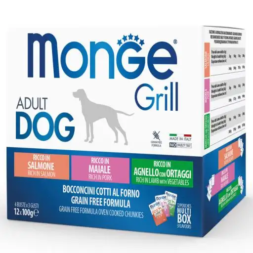 Monge Multi Pouches para Perro de Salmón/Cerdo/Cordero