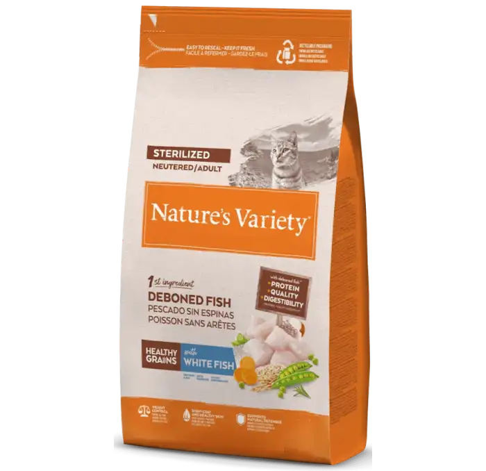 Nature's Variety Gato Healthy Grains Sterilized Pescado Blanco