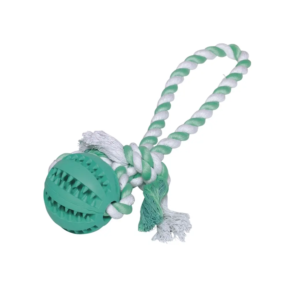 Pelota de goma con cuerda para perros Dental Line