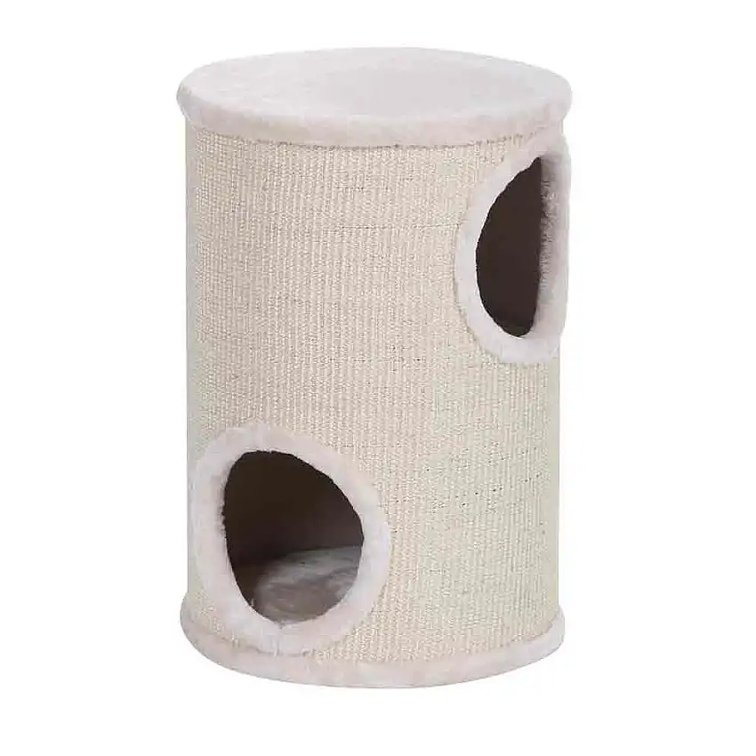 Árbol de comida cilíndrico con sisal trenzado para gatos De Luxe