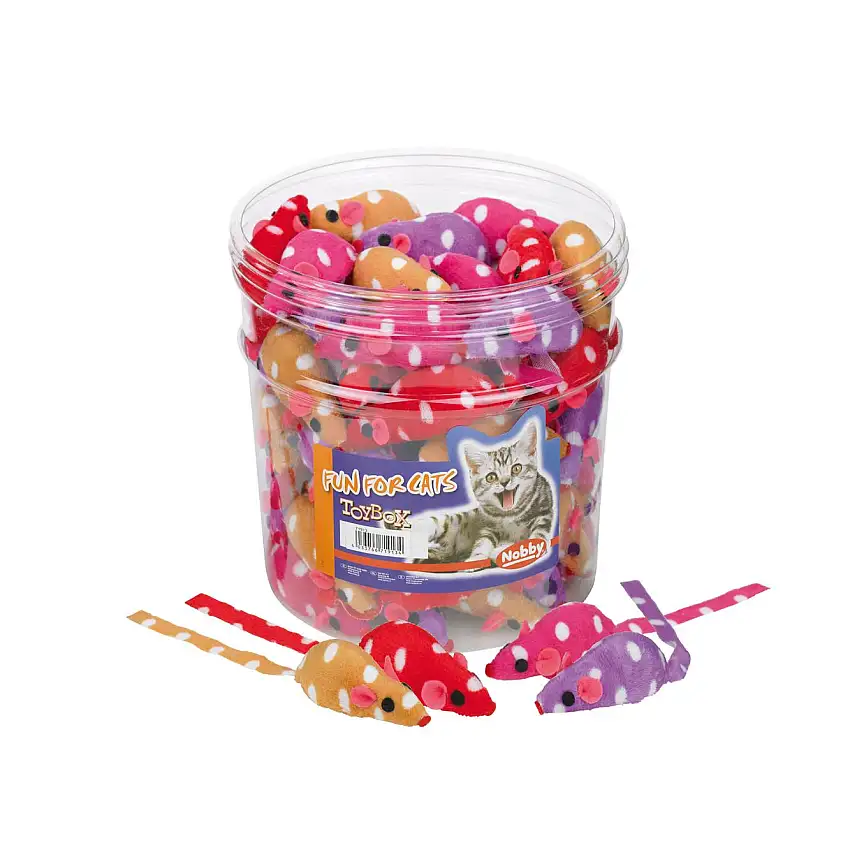 Set de 72 juguetes de tela peluda para ratones