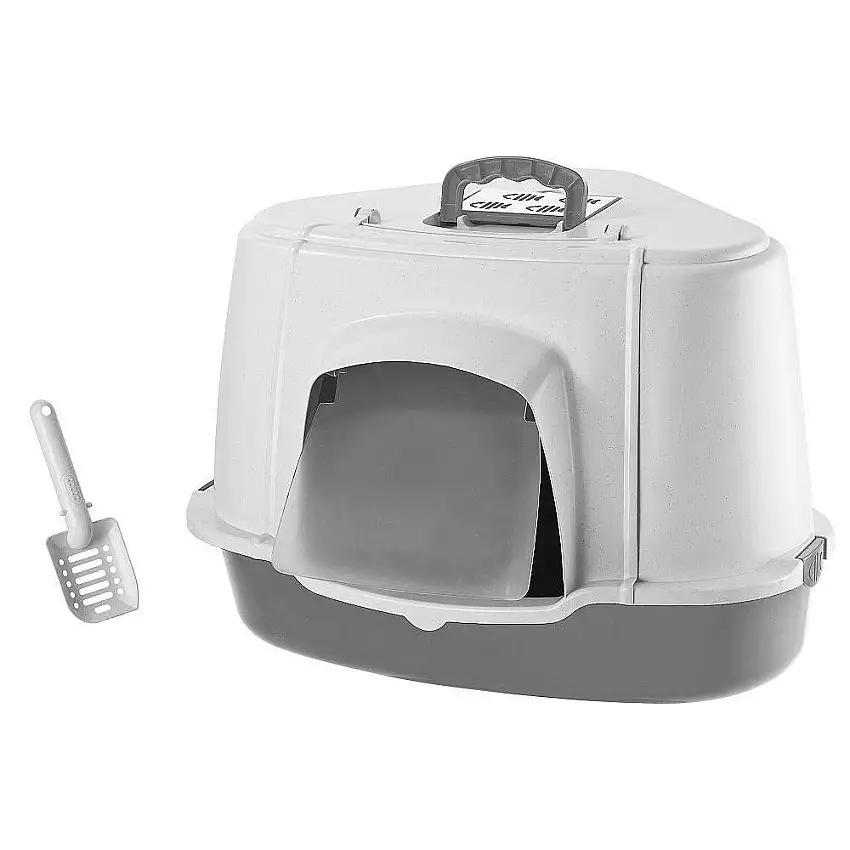 Bandeja sanitaria esquinera para gatos con recogedor