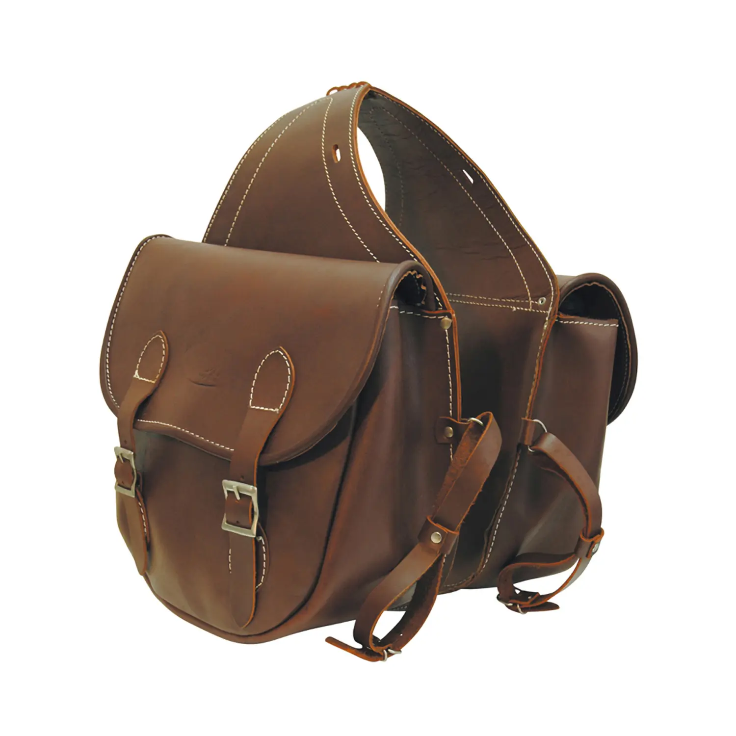 Silla de montar para caballo de cuero con 2 bolsillos