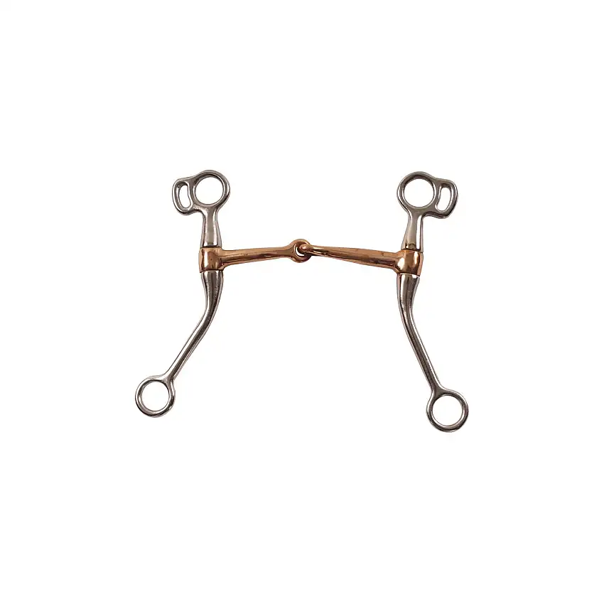 Mors western snaffle para caballo con cañón de cobre y carrillos largos