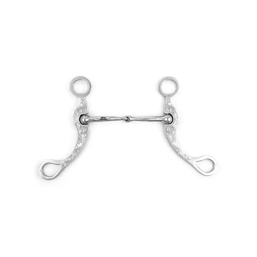 Mors western de filete para caballo con varillas decoradas en acero inoxidable