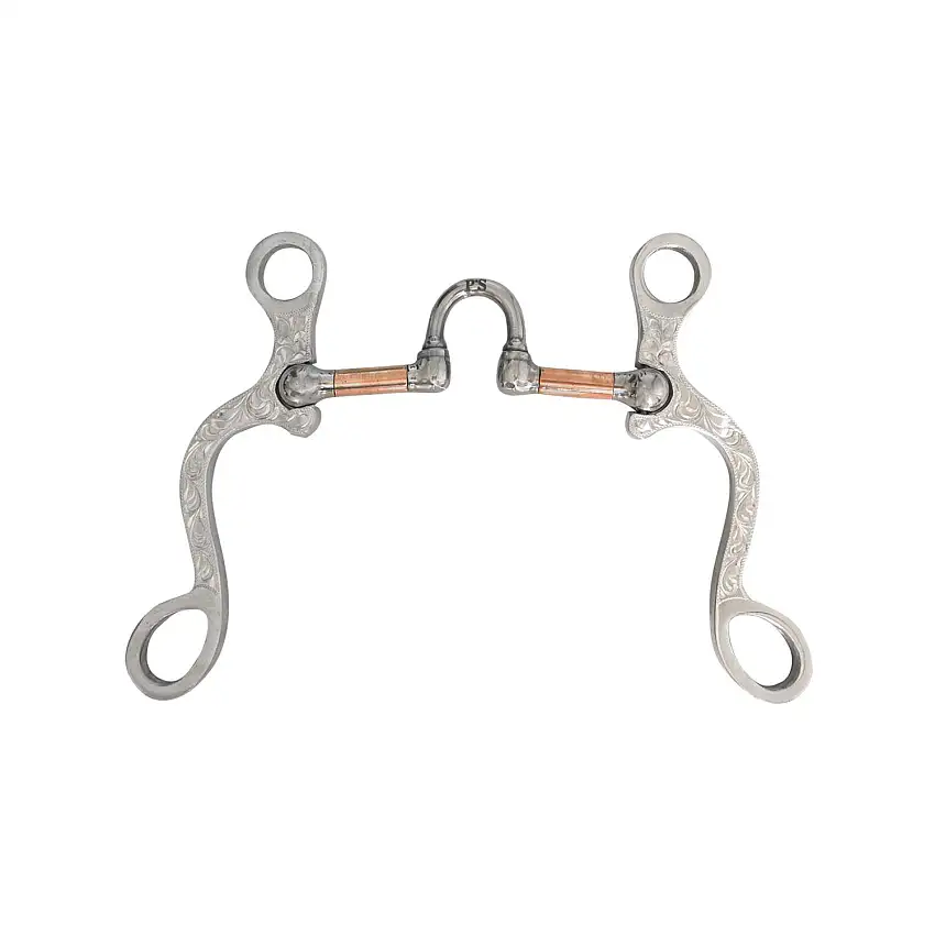Mors western de acero inoxidable para caballo con rodillos de cobre y varillas decorativas SS