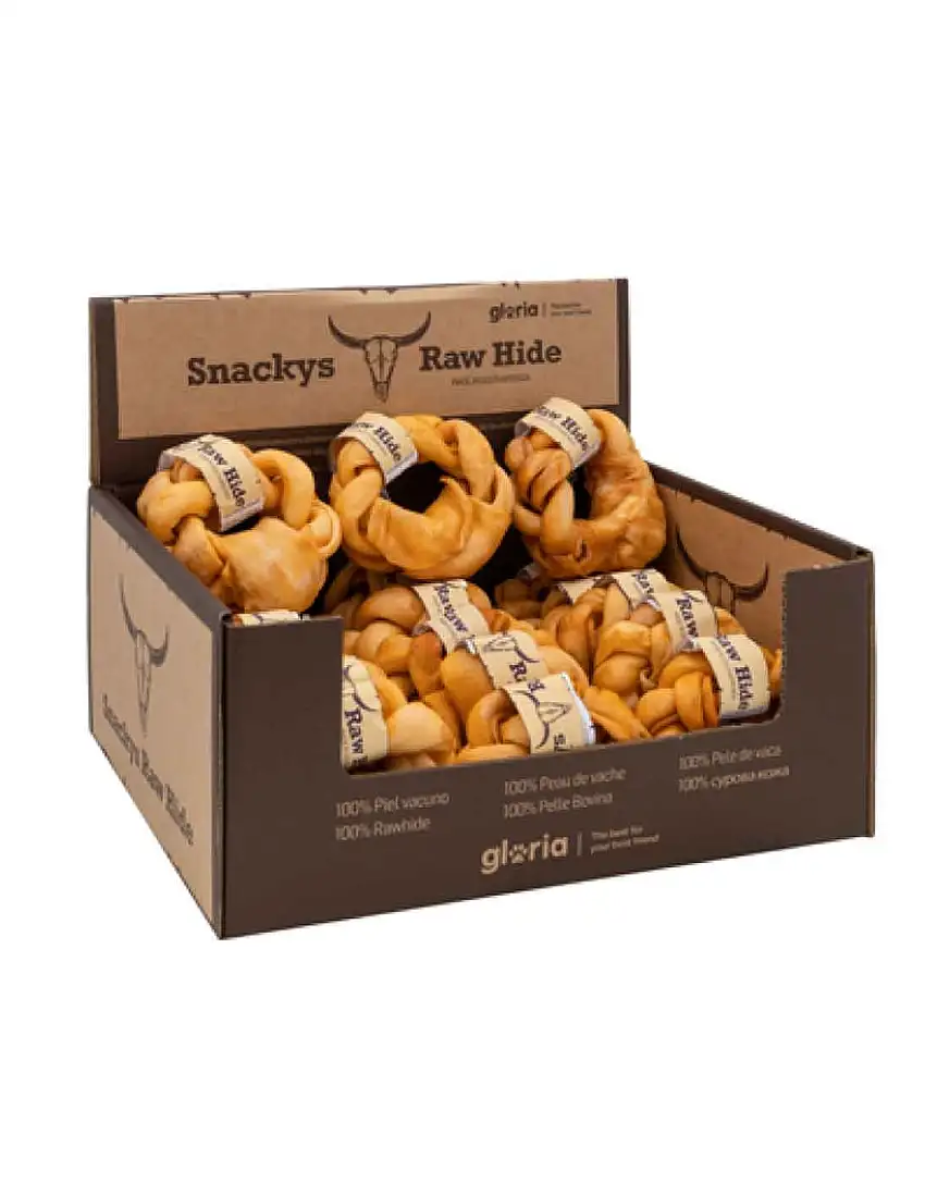 Premio para perro, rosquillas de piel con miel