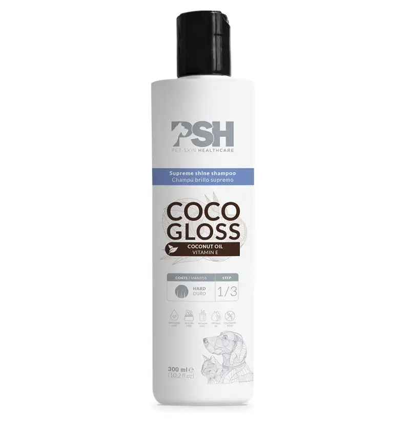 PSH Coco Gloss champú brillo supremo para perros y gatos