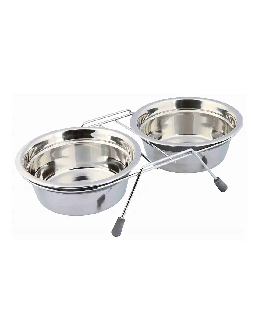 Set comederos para perro en acero inoxidable