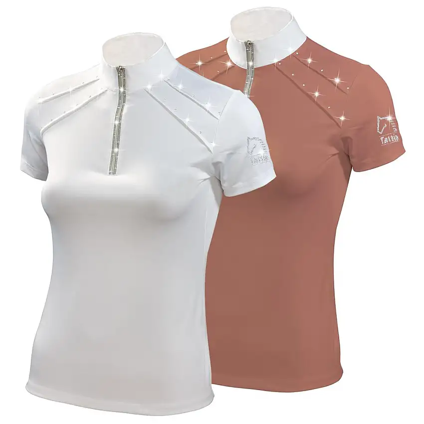 Polo de equitación con decoración de lurex para mujer
