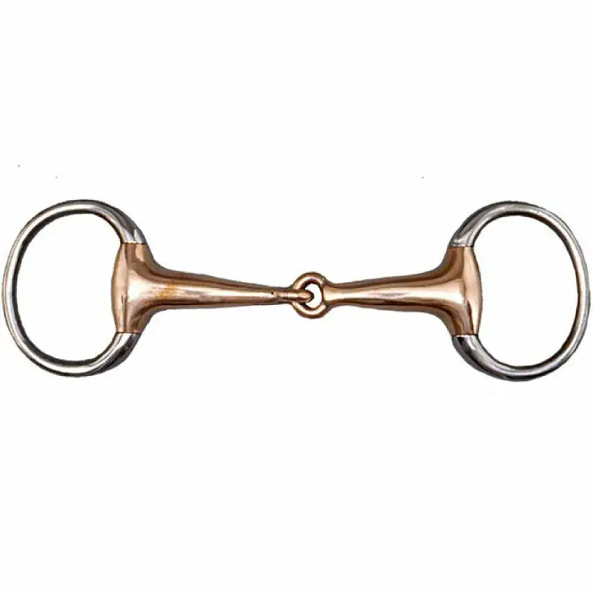Bocado de 2 anillos para caballo de oliva, barriles de cobre