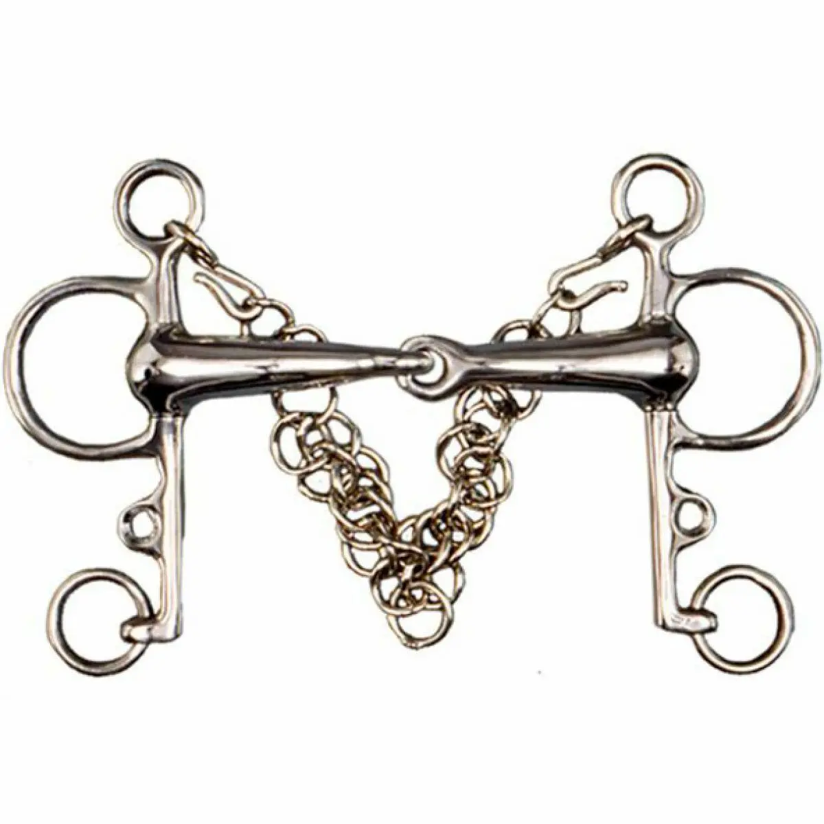 Pelham para el caballo hueco de acero inoxidable romper + cadena de bordillo Pelham