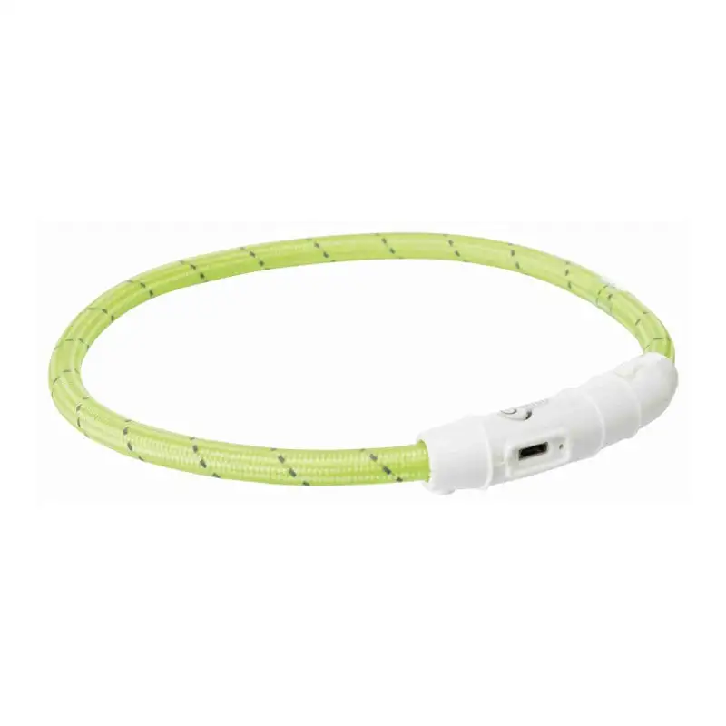 Trixie Collar Aro con Luz Flash USB para Perros Verde