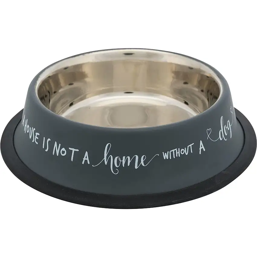 Juego de 4 cuencos de acero inoxidable para perros con anillo de goma