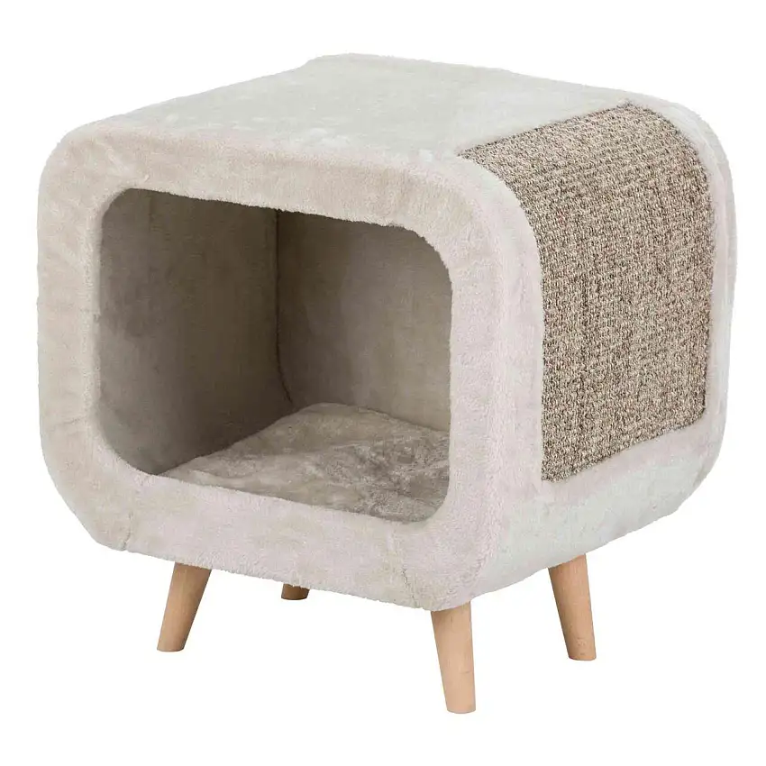 Acogedora casa para gatos con patas de madera Alicia