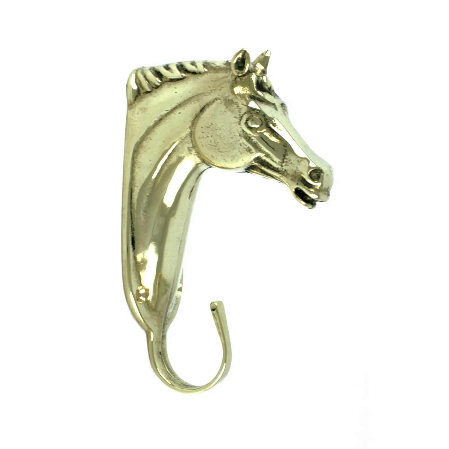 Gancho de silla de montar en latón con forma de cabeza de caballo