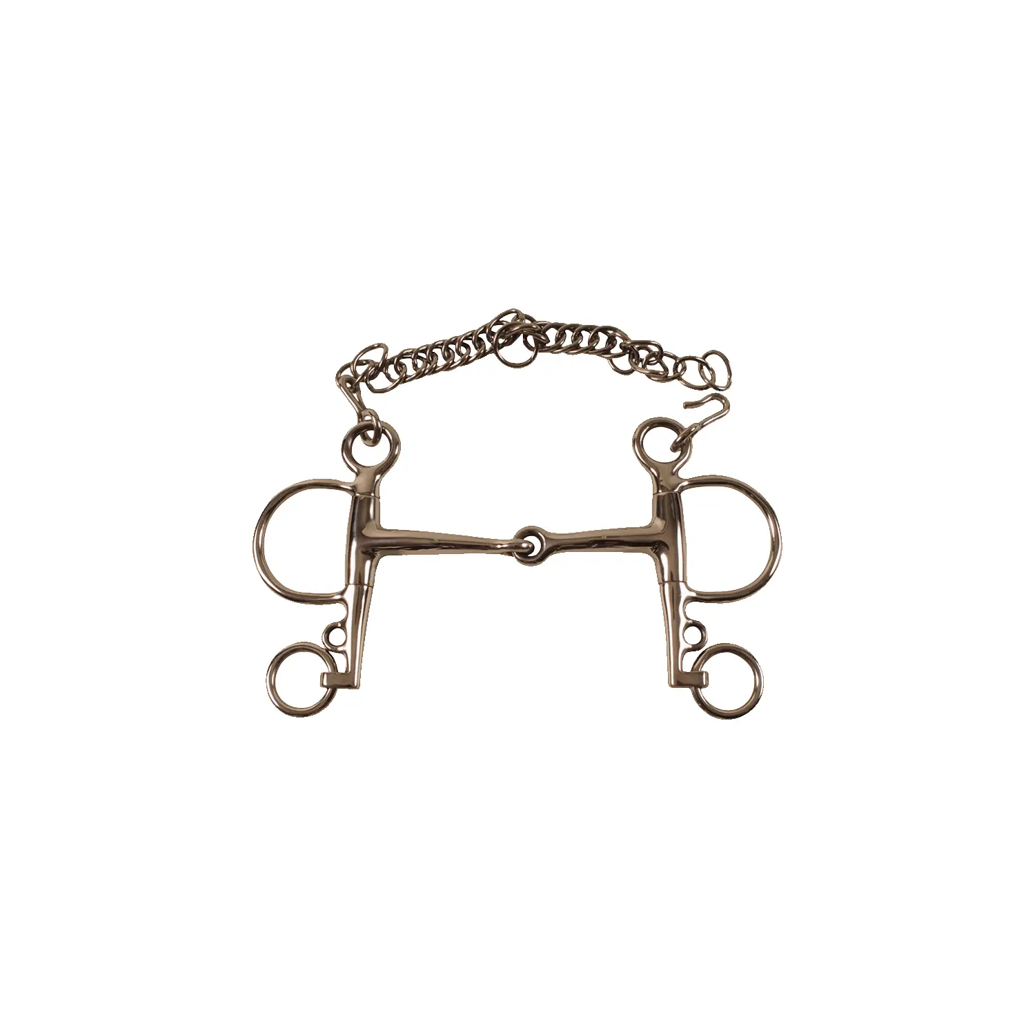 Pelham para caballo sólido de acero inoxidable con barbas cortas SS