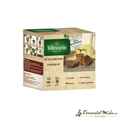 Kit VILMORIN 12 Macetas + 12 Pastillas de Coco Comprimido