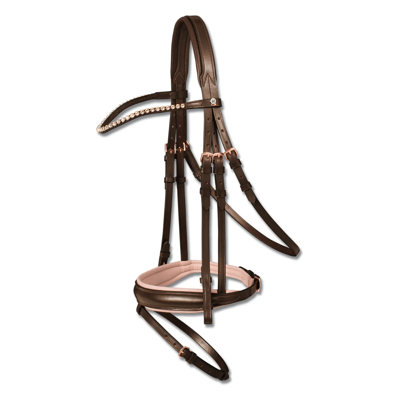 Bridón de equitación con muserola combinada rosa X-Line